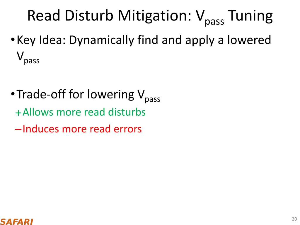 read disturb mitigation v pass tuning key idea