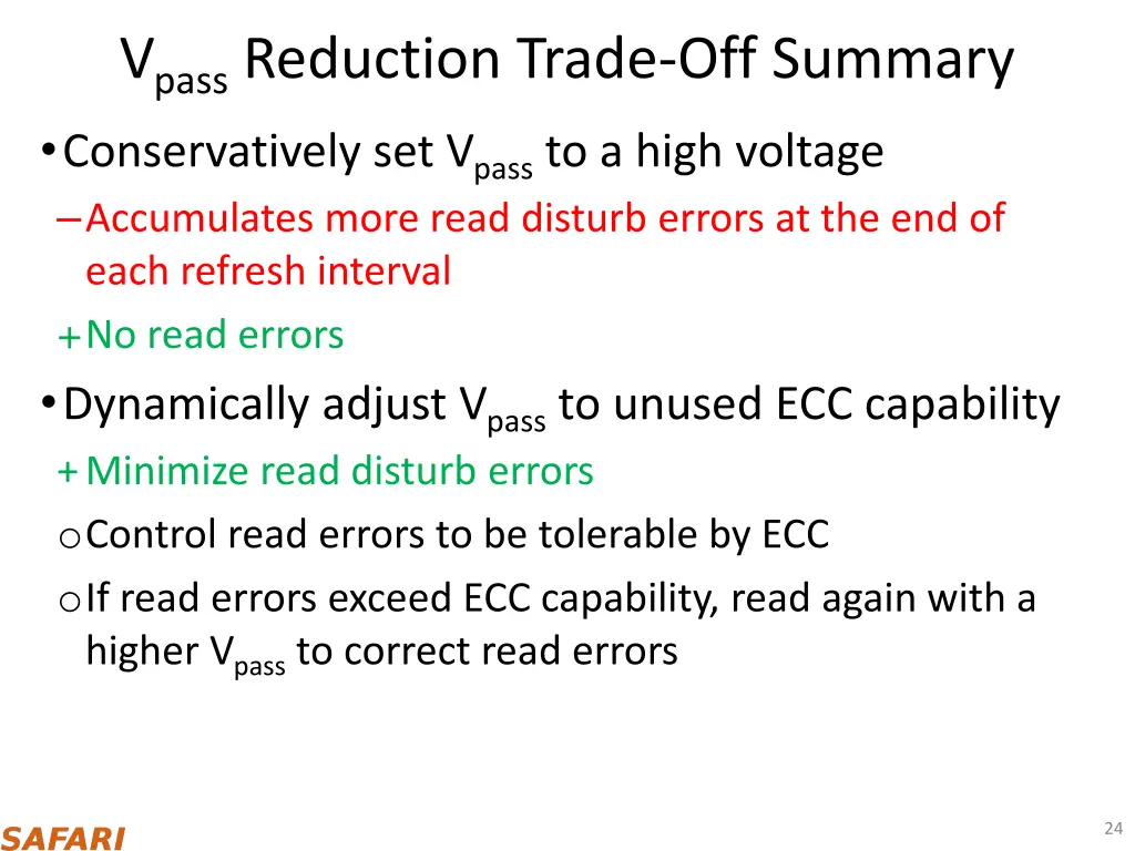 v pass reduction trade off summary conservatively