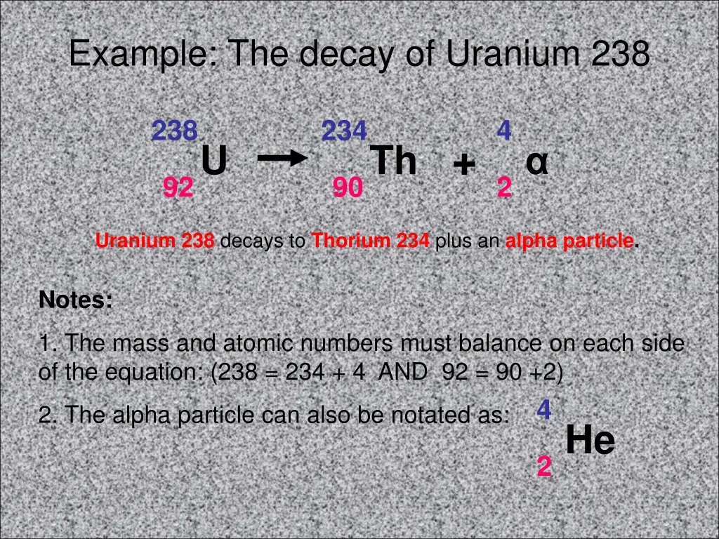 example the decay of uranium 238