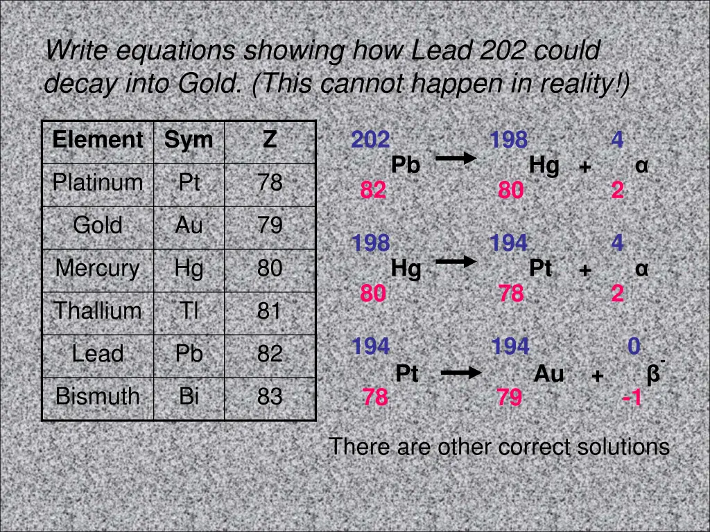 write equations showing how lead 202 could decay