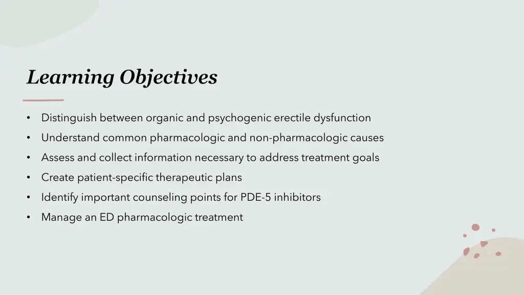 learning objectives