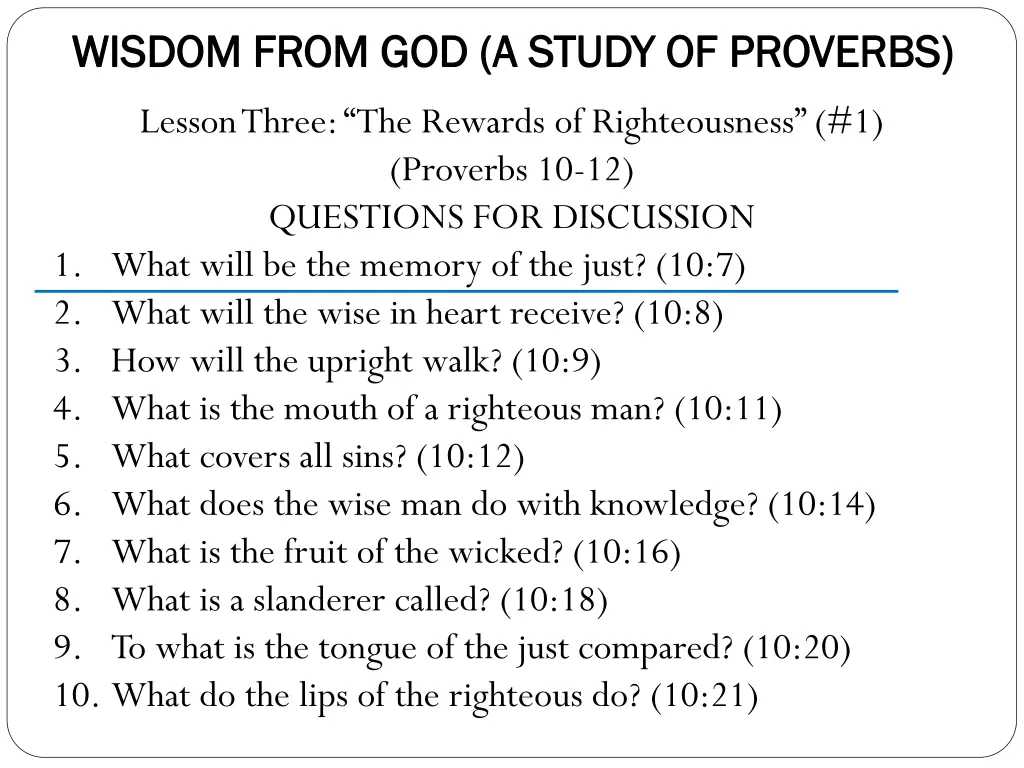 wisdom from god a study of proverbs wisdom from