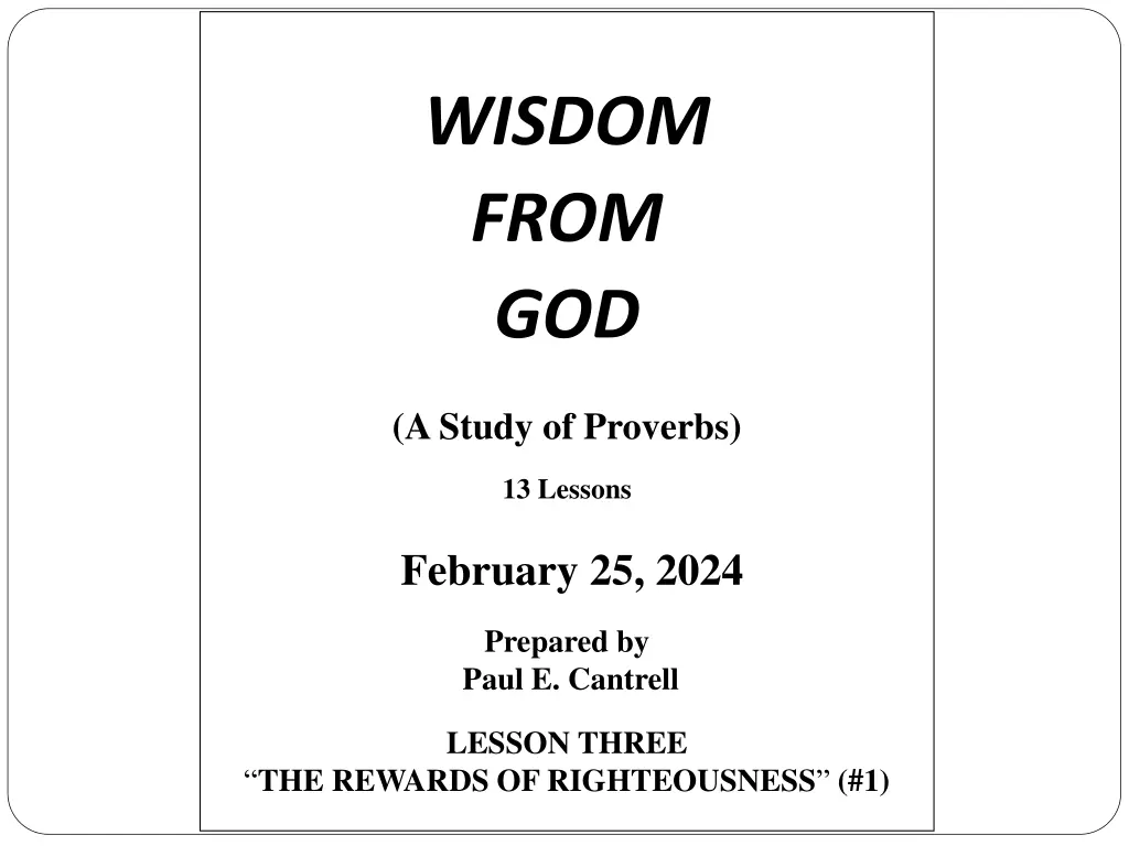 wisdom from god