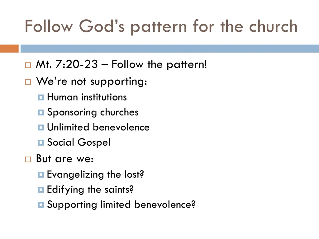 follow god s pattern for the church