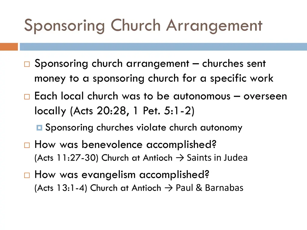 sponsoring church arrangement