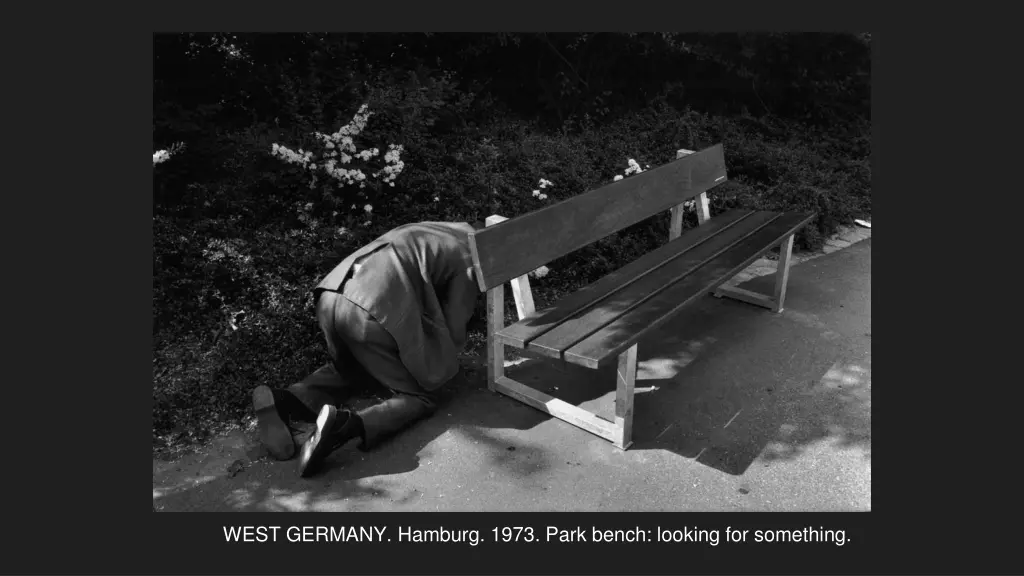 west germany hamburg 1973 park bench looking
