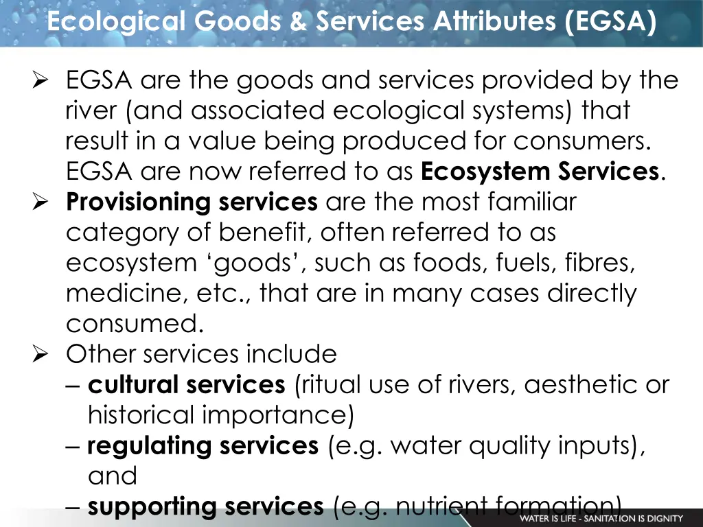 ecological goods services attributes egsa