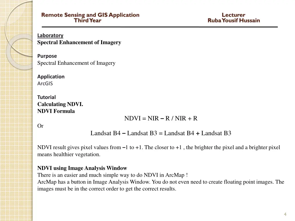 remote sensing and gis application lecturer third 2