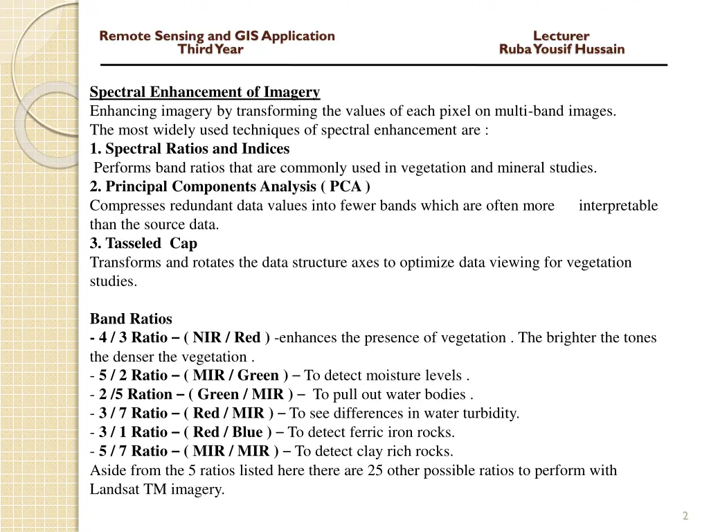 remote sensing and gis application lecturer third