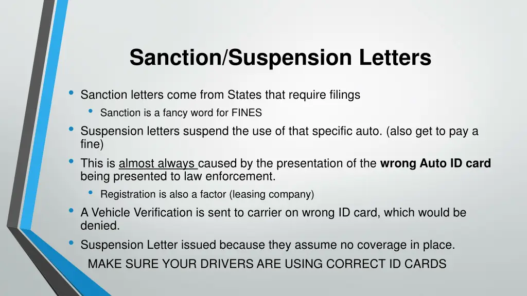 sanction suspension letters