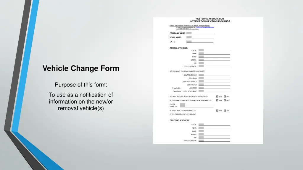 vehicle change form