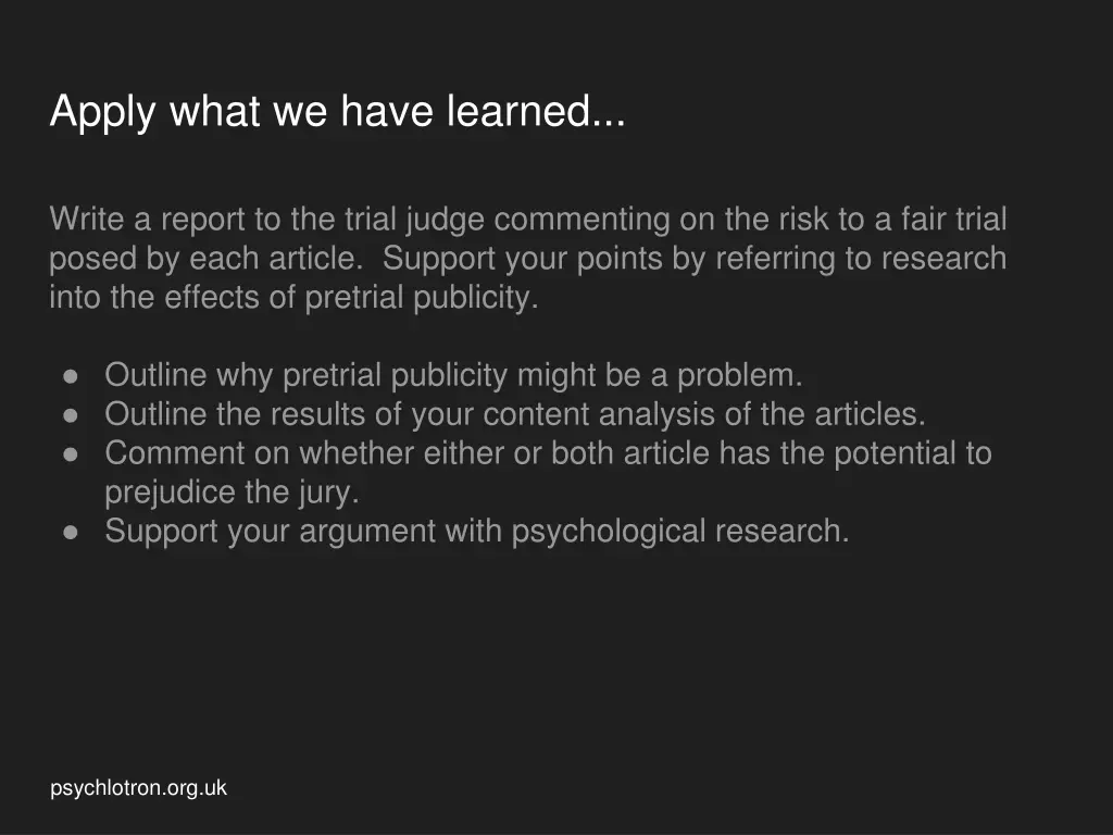 apply what we have learned