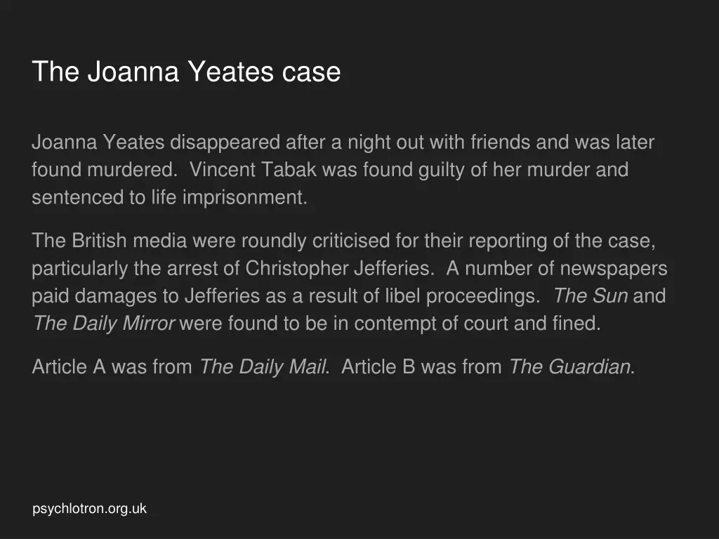 the joanna yeates case
