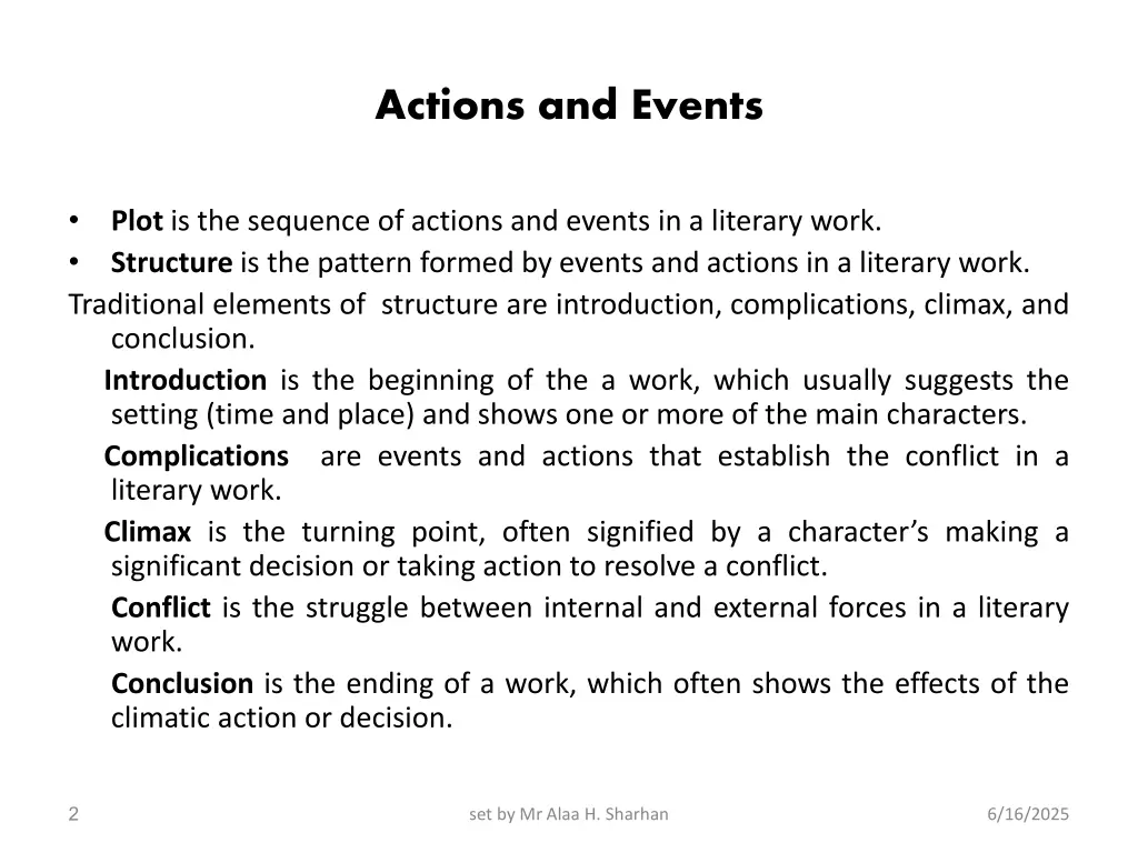 actions and events