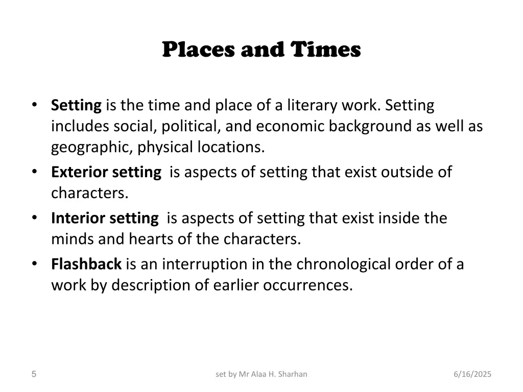places and times