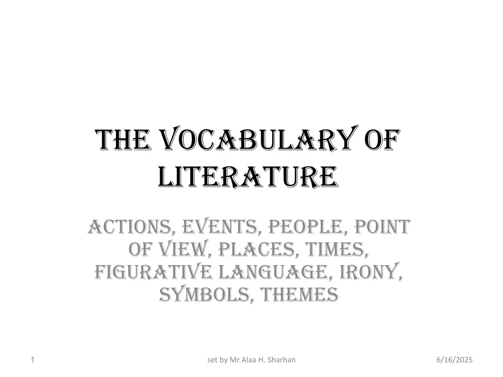 the vocabulary of literature