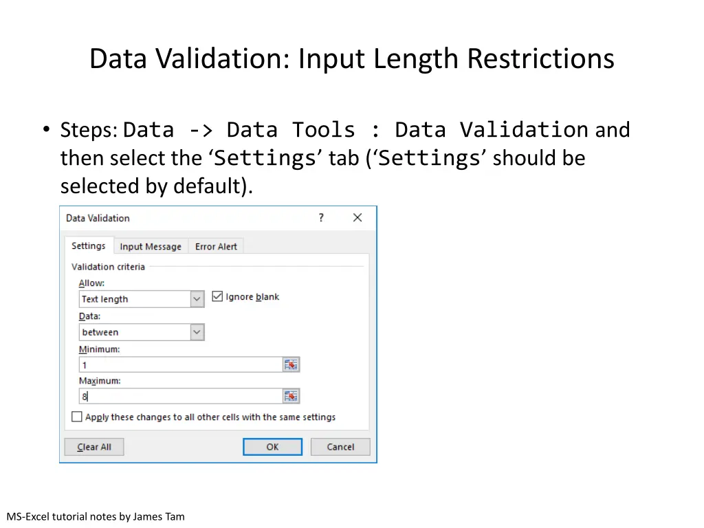 data validation input length restrictions