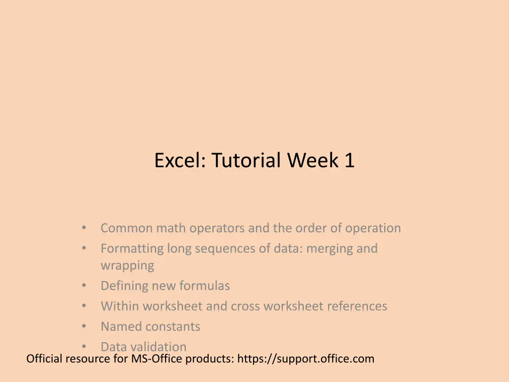 excel tutorial week 1