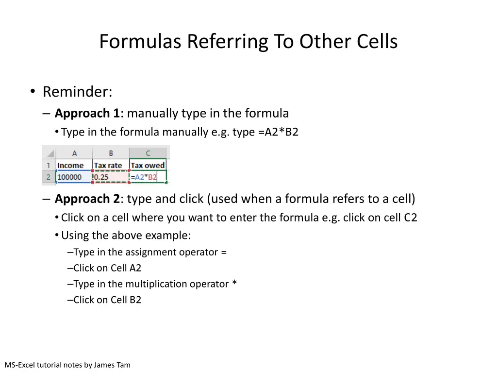 formulas referring to other cells
