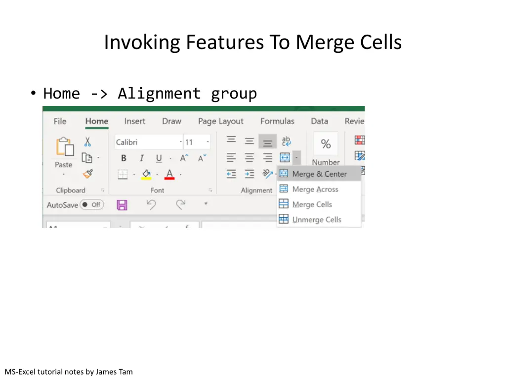 invoking features to merge cells