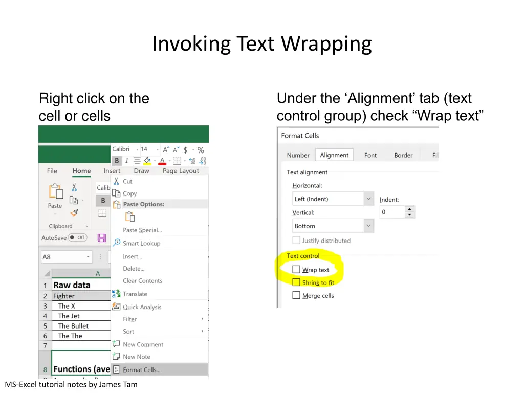 invoking text wrapping