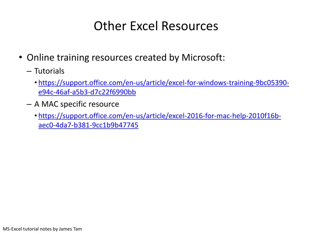 other excel resources