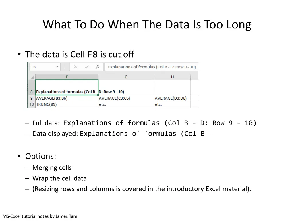 what to do when the data is too long