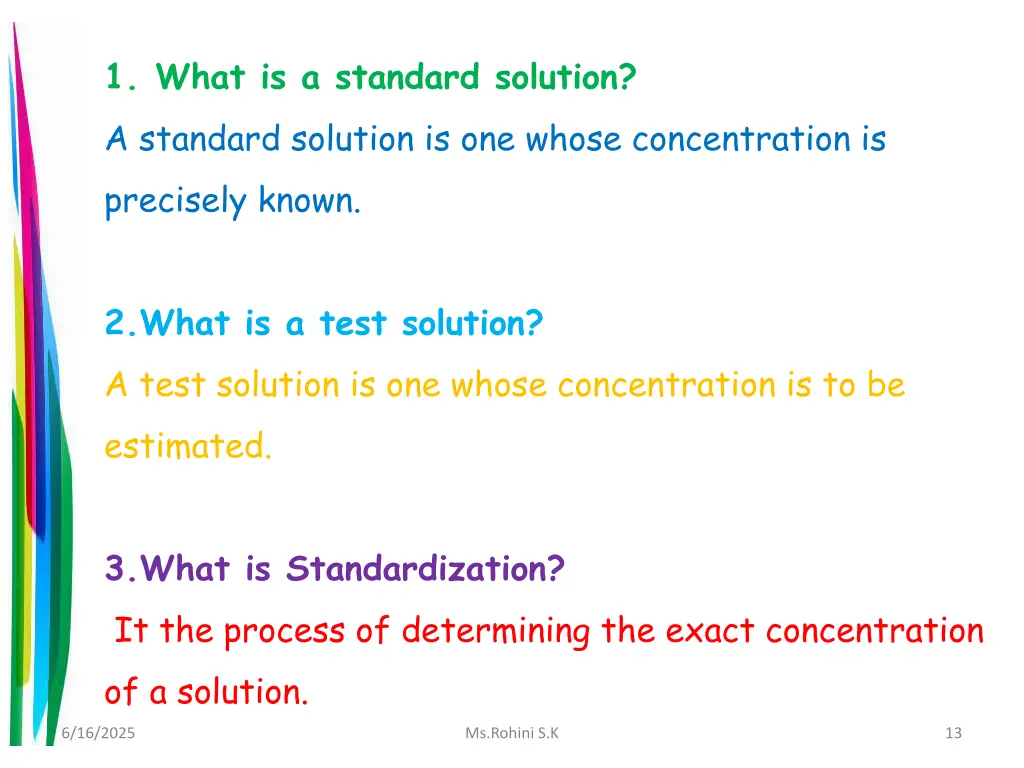 1 what is a standard solution a standard solution