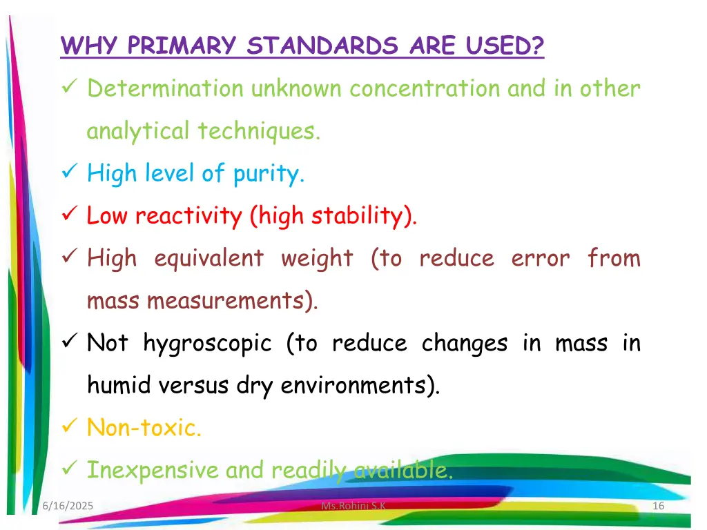 why primary standards are used determination