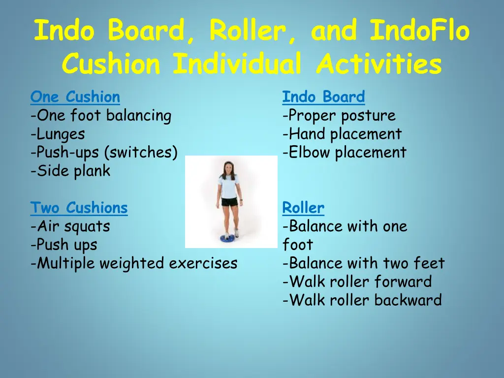 indo board roller and indoflo cushion individual