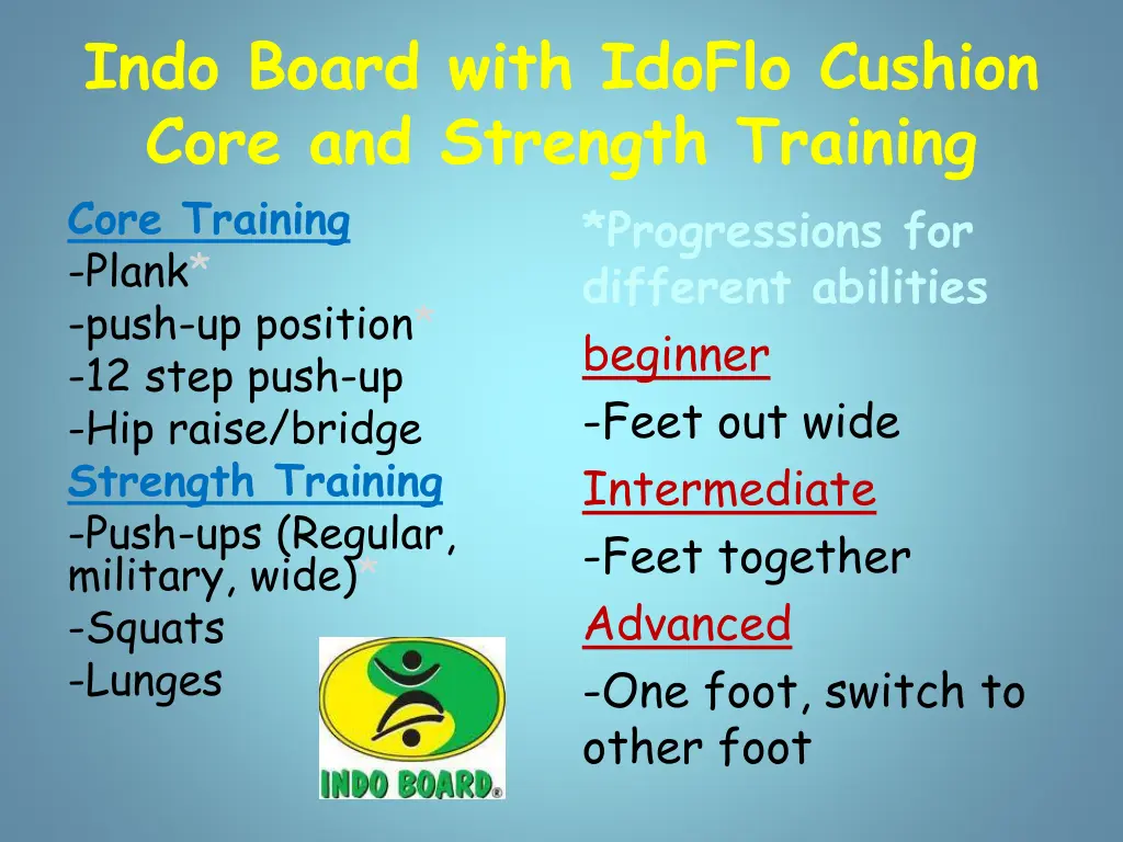 indo board with idoflo cushion core and strength