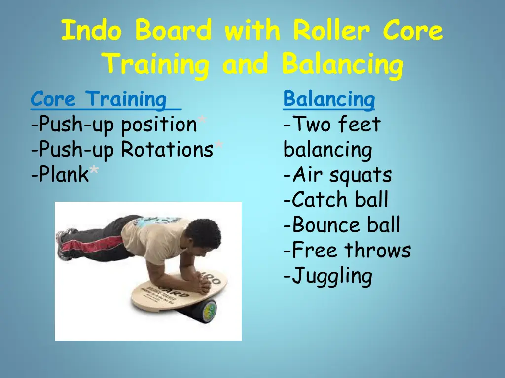 indo board with roller core training