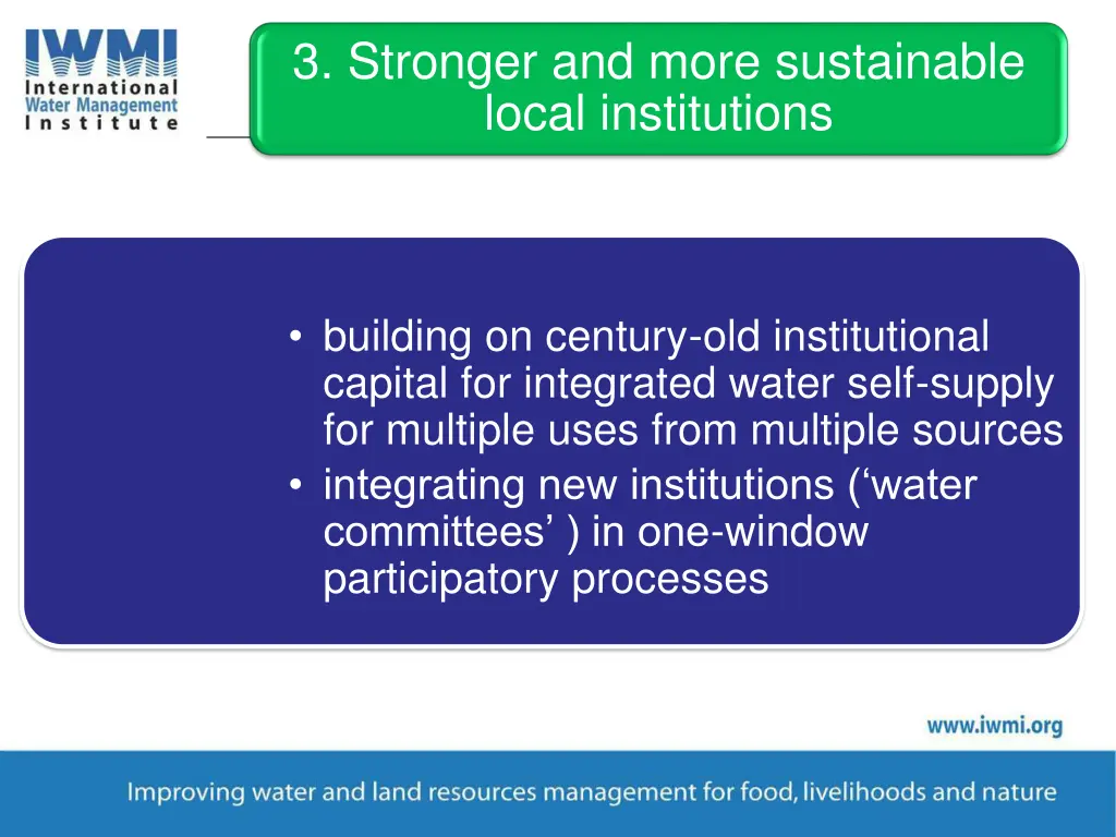 3 stronger and more sustainable local institutions