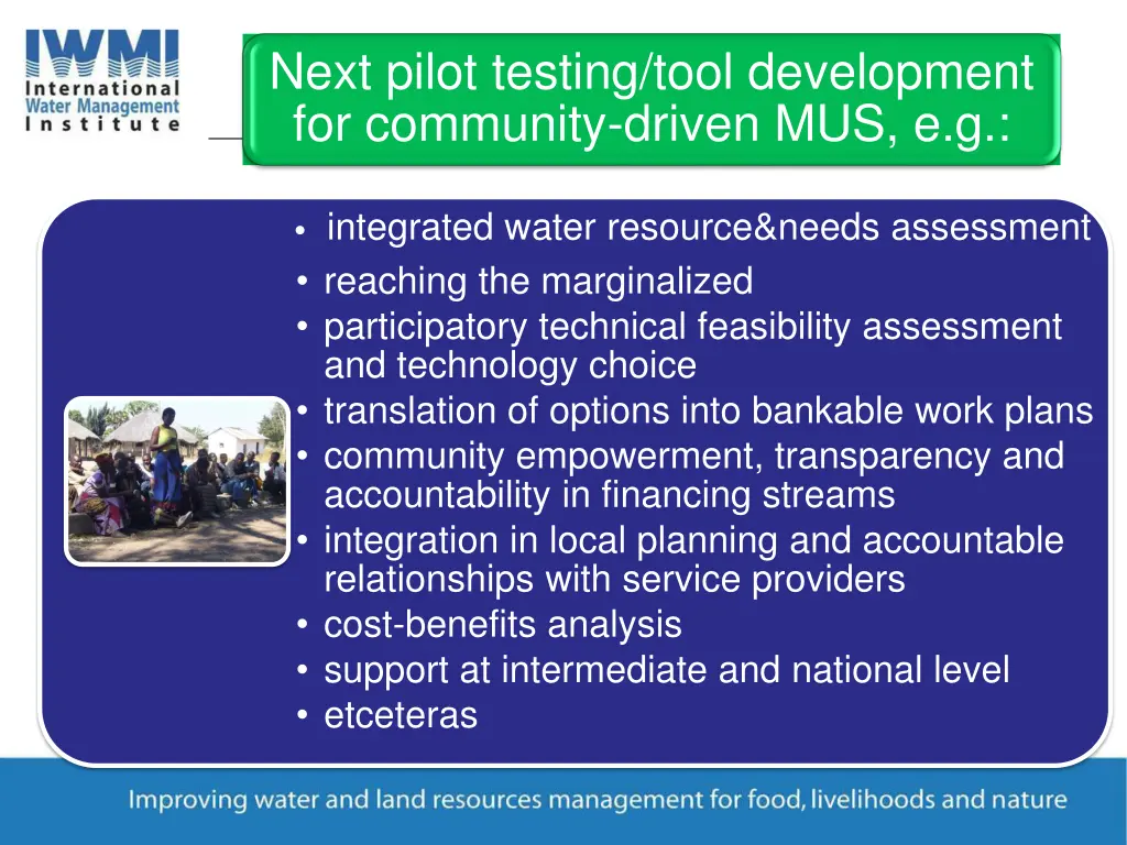 next pilot testing tool development for community