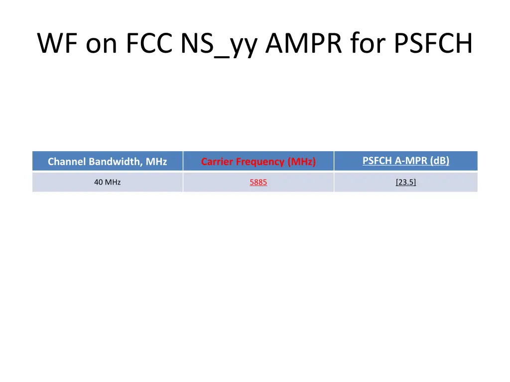 wf on fcc ns yy ampr for psfch