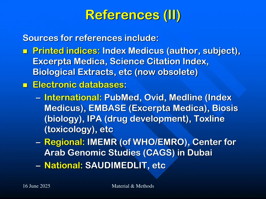 references ii
