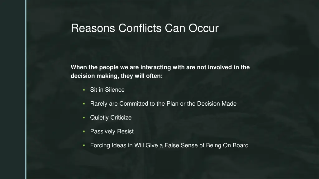 reasons conflicts can occur