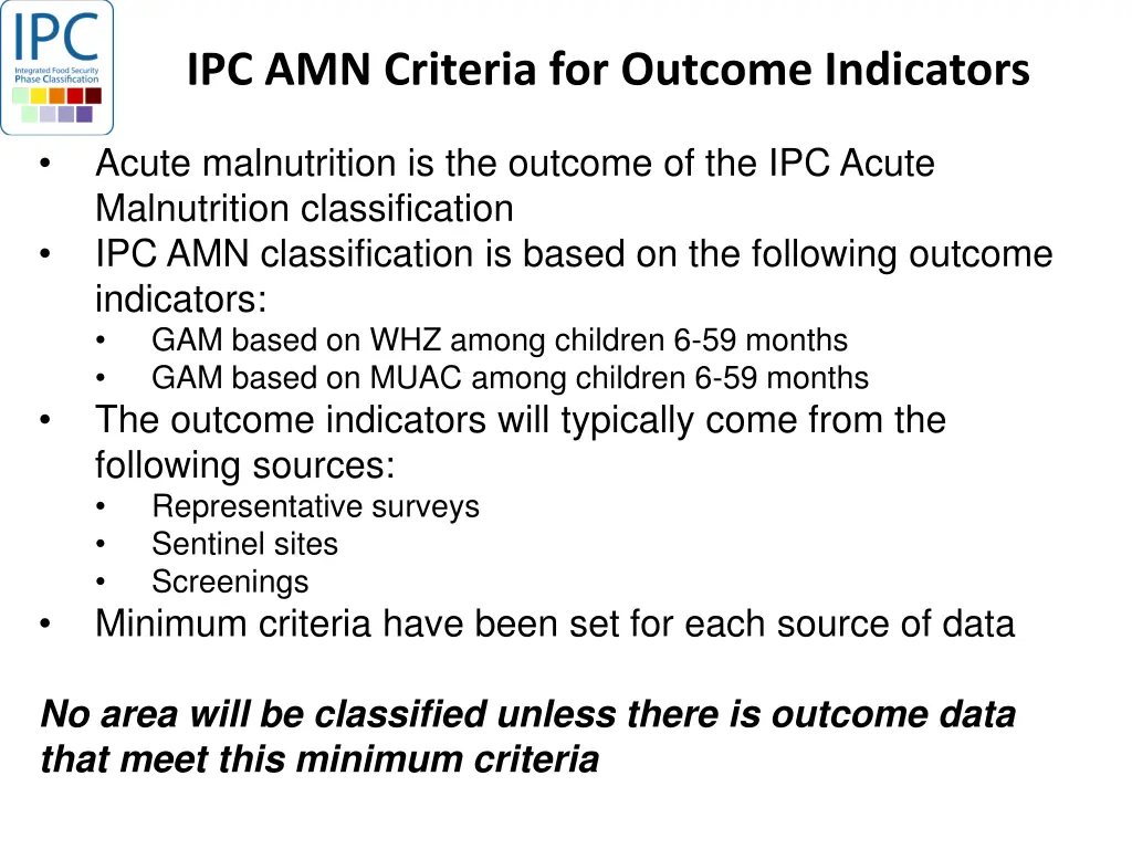 ipc amn criteria for outcome indicators 1