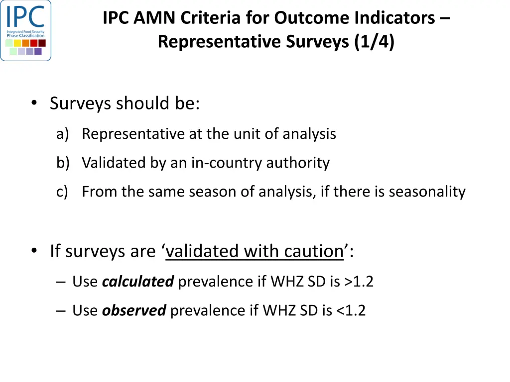 ipc amn criteria for outcome indicators 2