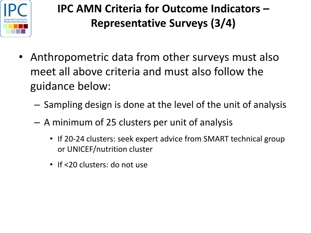 ipc amn criteria for outcome indicators 4
