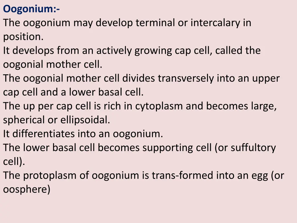 oogonium the oogonium may develop terminal