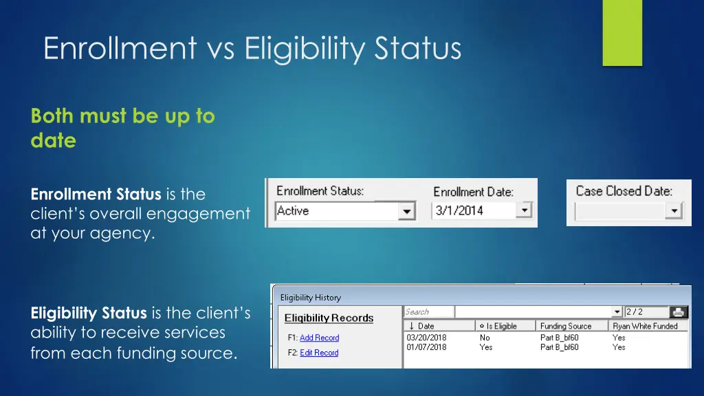 enrollment vs eligibility status
