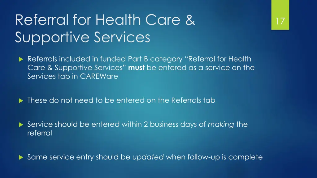 referral for health care supportive services