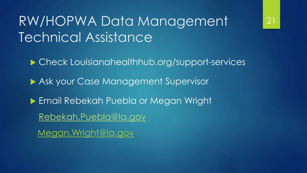 rw hopwa data management technical assistance