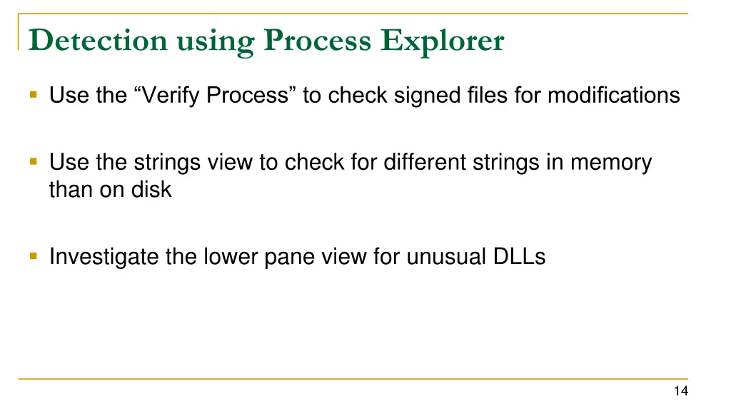 detection using process explorer