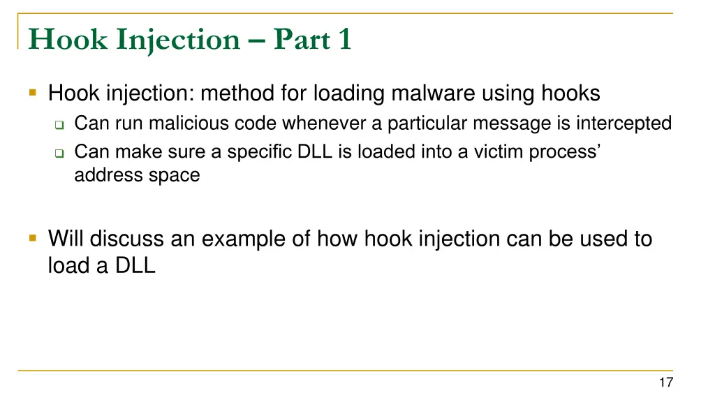hook injection part 1
