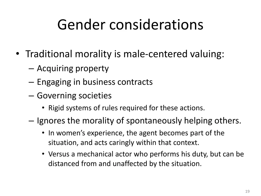 gender considerations