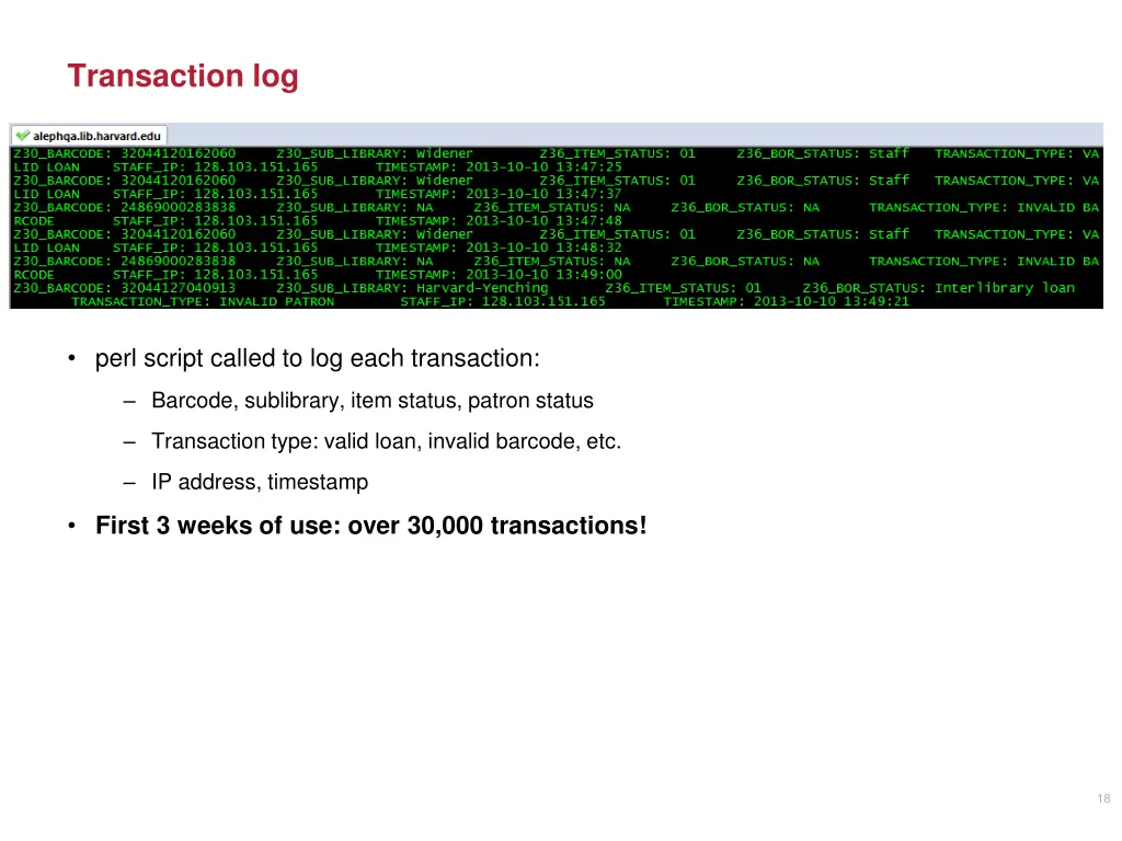 transaction log