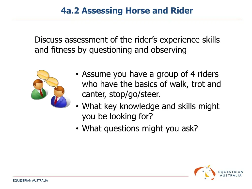 4a 2 assessing horse and rider