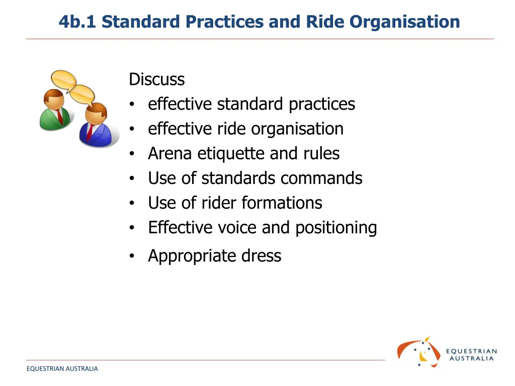 4b 1 standard practices and ride organisation